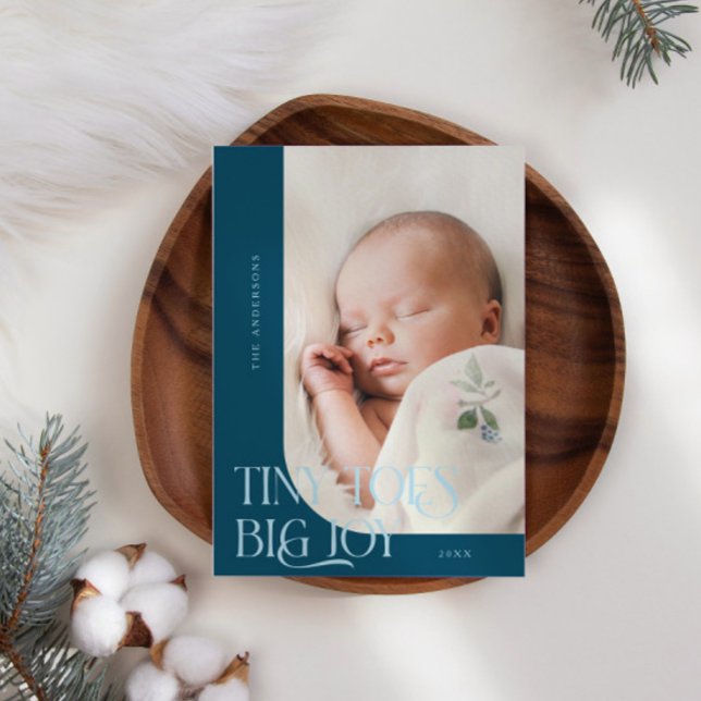 Tiny Toes Big Joy Teal Photo Birth Meddelande (Skapare uppladdad)