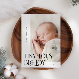 Tiny Toes Big Joy White Photo Birth Notice Meddelande