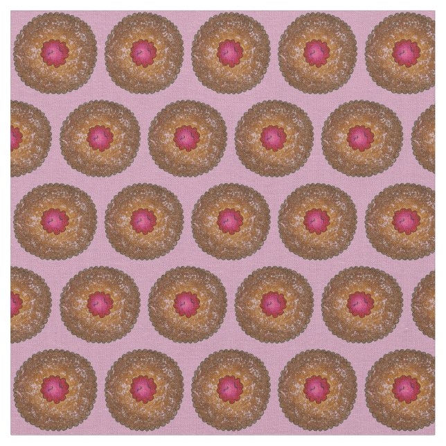 Tiny Tortes Raspberry Linzer Torte Cookies Fabric Tyg (Närbild)