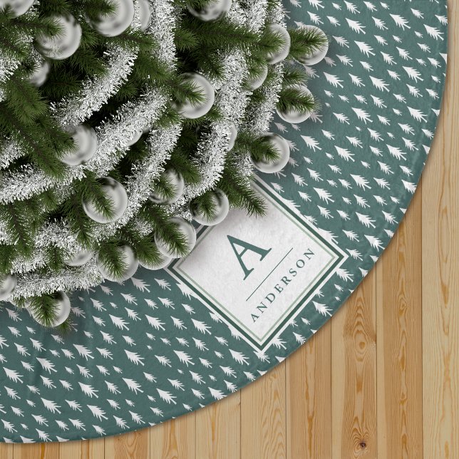 Tiny Träd | Monogrammad Spruce Grönt Julgransmatta Borstad Polyester (Skapare uppladdad)