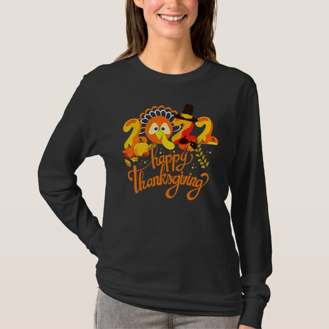 Tiny Turkeys Happy Thanksgiving Turkey Autumn Cost T Shirt (Framsida)