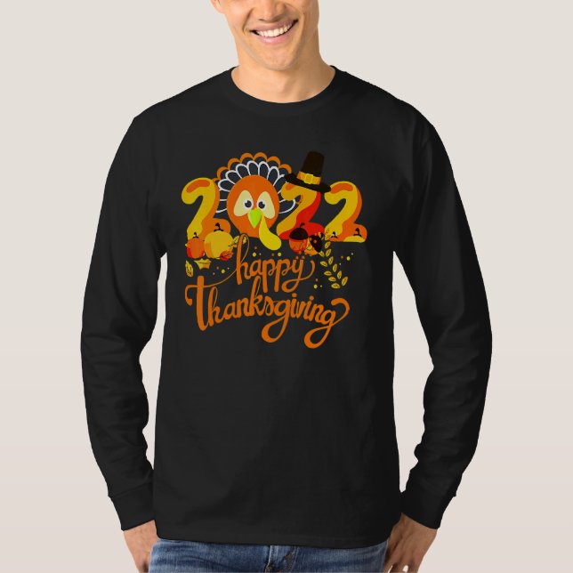 Tiny Turkeys Happy Thanksgiving Turkey Autumn Cost T Shirt (Framsida)