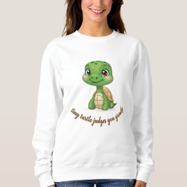 Tiny Turtle Judges You T Shirt (Framsida)