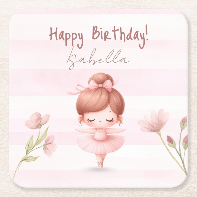 Tiny Twirls – Ballerina  Underlägg Papper Kvadrat (Framsidan)