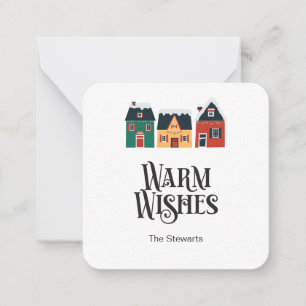 Tiny Warm Önskemål Card, Helgdag julbyn Anteckningskort