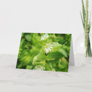 Tiny White Wildblommes Artsy Note Card Kort
