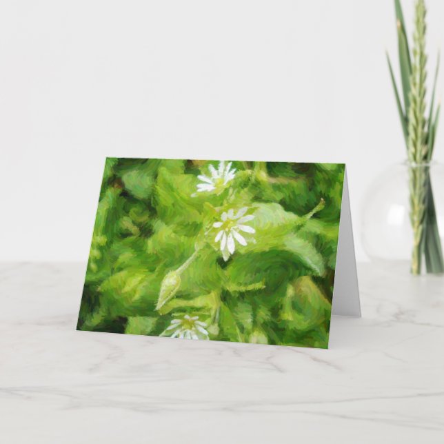 Tiny White Wildblommes Artsy Note Card Kort (Framsida)