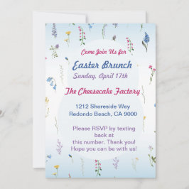 Tiny Wildblomma Påsk E-Vite - Anpassade Invit Inbjudningar