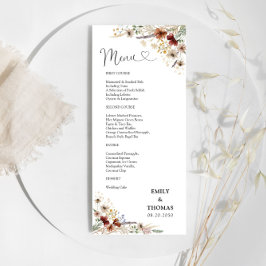 Tiny Wildblommu Bröllop Menu Meny