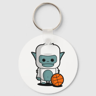 Tiny Yeti - Spelar Basket Boll Nyckelring