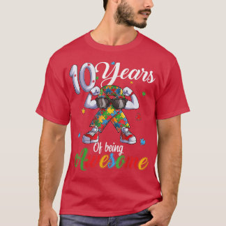 Tio 10 år Autistic Boy Birthday Autism Puz T Shirt