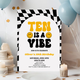 Tio är en Vibe Retro första tionde Födelsedagsfest Inbjudningar