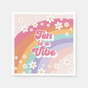 Tio är en Vibe Retro Rainbow 10:e födelsedagen Pappersservett