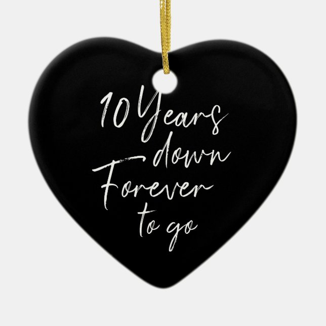 Tio år för evigt går 10:e bröllop-årsdagen julgransprydnad keramik (Framsidan)