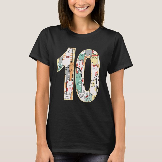 Tio år gamla barn 10 år B i Kattunge i tionde föde T Shirt (Framsida)