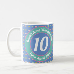 Tio år gammal. Födelsedag. Kaffemugg