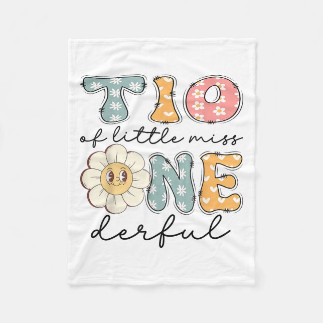 Tio av lille miss Onederful 1st Birthday Girl Dai Fleecefilt (Framsidan)