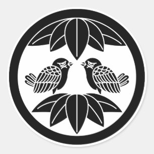 Tio bambublad & motfåglar i cirkel runt klistermärke