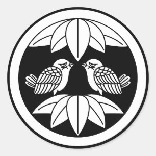 Tio bambublad & sparvar som vänder sig Sticker Runt Klistermärke