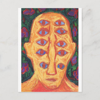 Tio Blue Ögon (udda uttryck surreal porträtt) Vykort