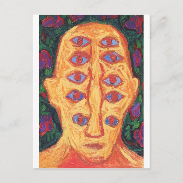 Tio Blue Ögon (udda uttryck surreal porträtt) Vykort (Framsida)