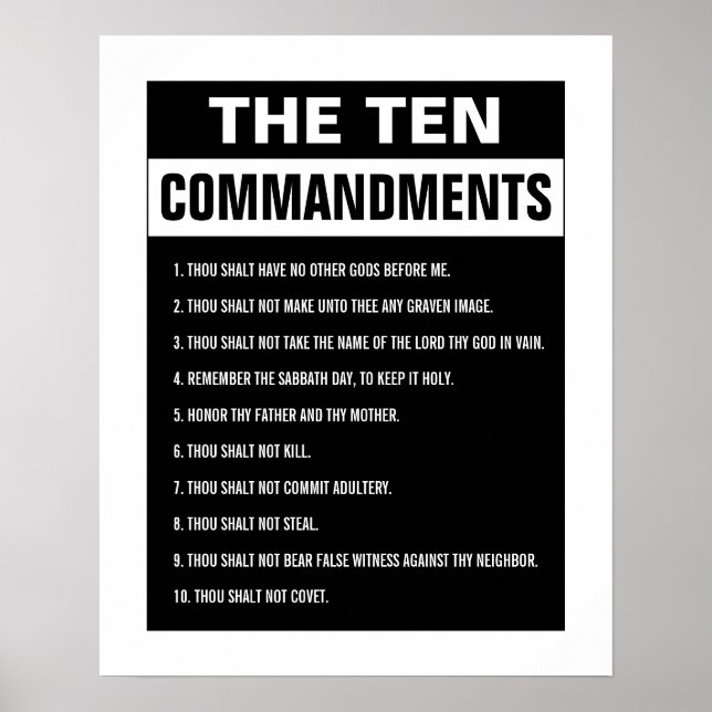 Tio budord Bible Verse Christian Religiösa Poster (Framsidan)