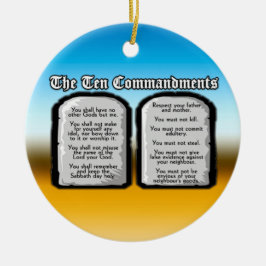 Tio Commandments av den heliga bibeln, gud lag Julgransprydnad Keramik