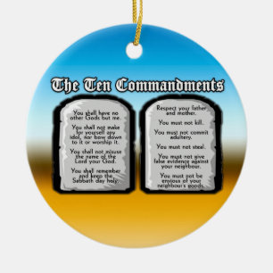 Tio Commandments av den heliga bibeln, gud lag Julgransprydnad Keramik