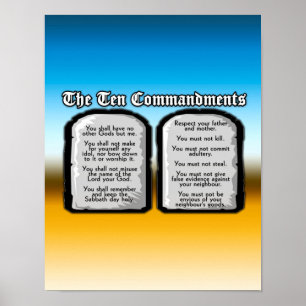 Tio Commandments av den heliga bibeln, gud lag Poster