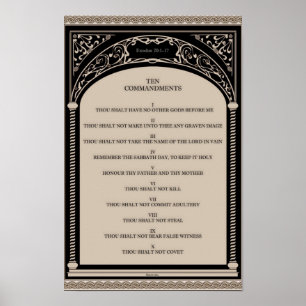 Tio Commandments på rulla för Parchmentart Poster
