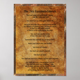 Tio Commandments på stenbakgrund Poster