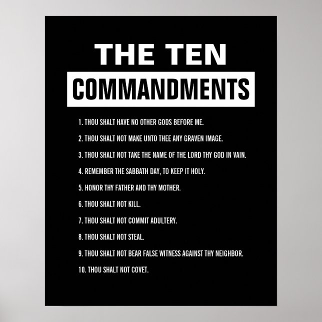 Tio Guds bud Kristna religiösa bibelvers Poster (Framsidan)