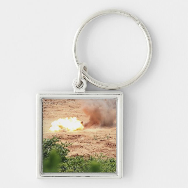 Tio halvpund block av TNT Fyrkantig Silverfärgad Nyckelring (Framsidan)