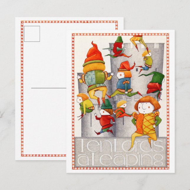 TIO HERRAR HOPPANDE Julkort Helg Vykort (Fram/baksida)