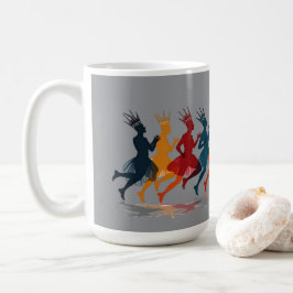 Tio herrar som hoppar Utklippsbar stencil stil 3 Kaffemugg