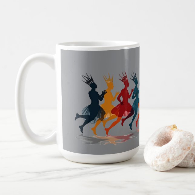 Tio herrar som hoppar Utklippsbar stencil stil 3 Kaffemugg (Med munk)