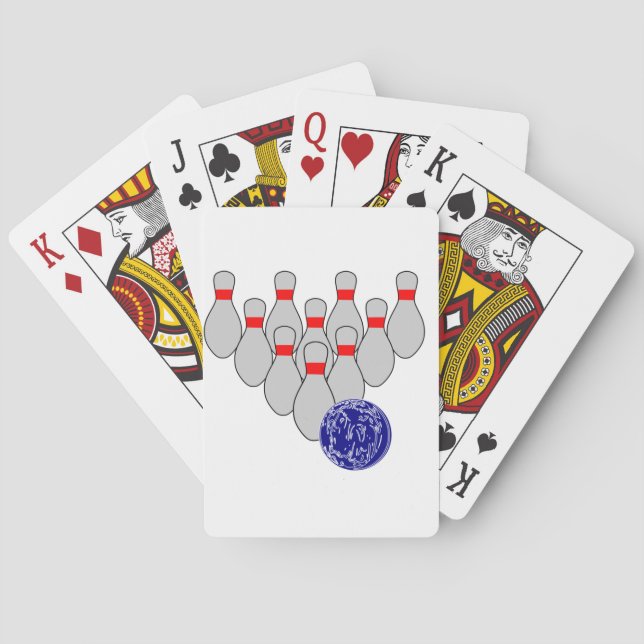 Tio klämmer fast bowlingen som leker kort spelkort (Baksidan)