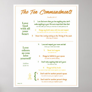 Tio kommandon för barn—Earth Tones w/gräns Poster