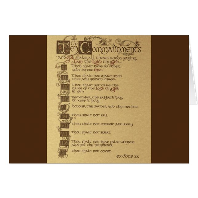 tio kommandon hälsningskort (Framsidan Horizontal)