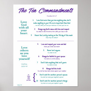 Tio kommandon - Lila/Teal 2 Poster