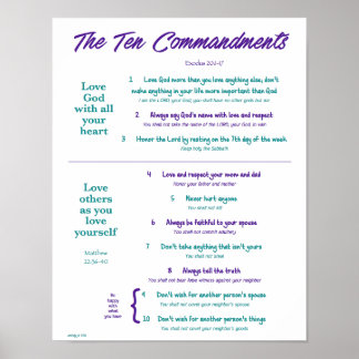 Tio kommandon - Lila/Teal 2 Poster