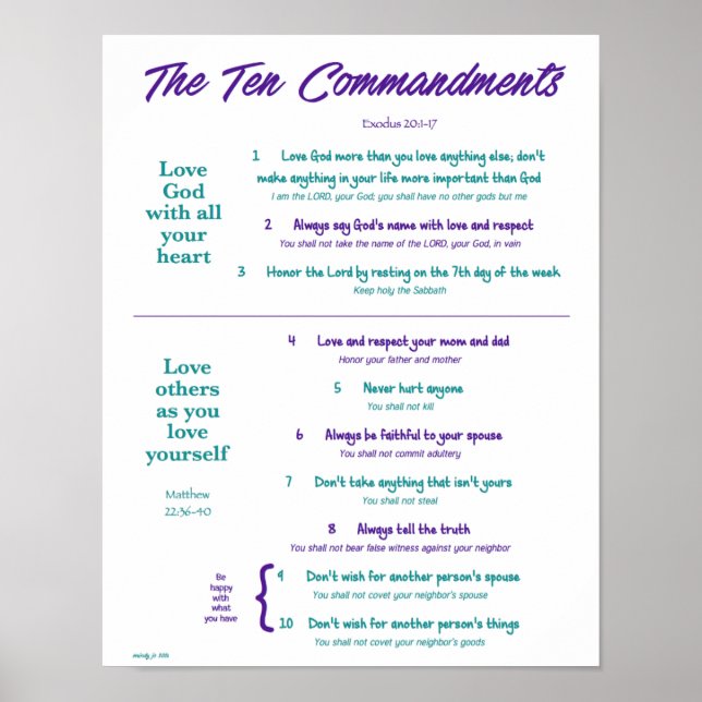 Tio kommandon - Lila/Teal 2 Poster (Framsidan)