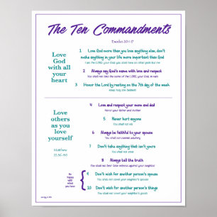 Tio kommandon - Lila/Teal 2 w/gräns Poster