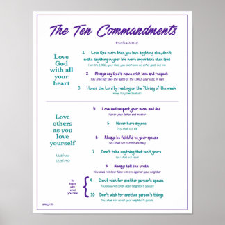 Tio kommandon - Lila/Teal 2 w/gräns Poster