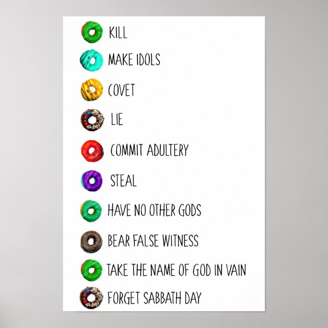 Tio kommandon lustig lista meddelande om humor rel poster (Framsidan)