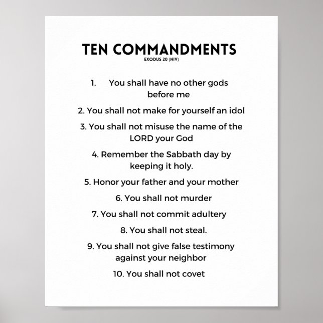 Tio kommandon, vit bakgrund poster (Framsidan)