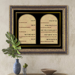 Tio kommentarer i Hebrew och Engelska Canvas Art Poster
