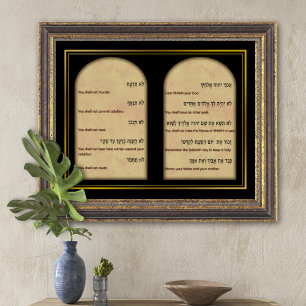 Tio kommentarer i Hebrew och Engelska Canvas Art Poster