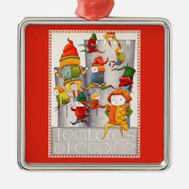 TIO LORING A LEAPING Premium Square Ornament - Red (Framsidan)