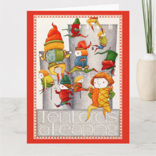 TIO LORS: ETT BLÅDANDE stort julkort / Rött Kort